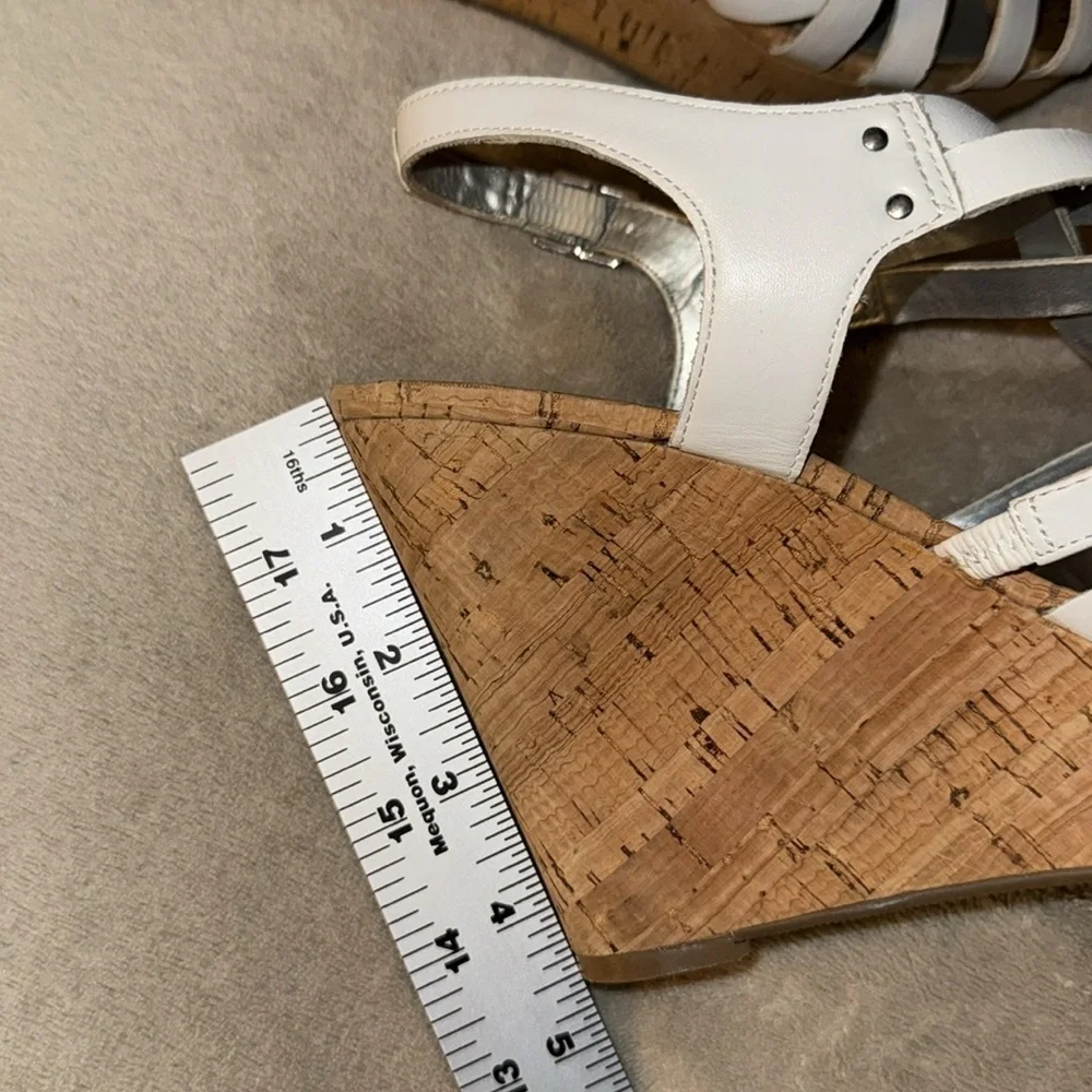 GUESS White Strappy Wedge Sandals, Size 8.5 - GUC